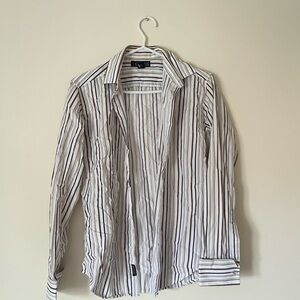 Guess White and Black Casual Button Down Shirt